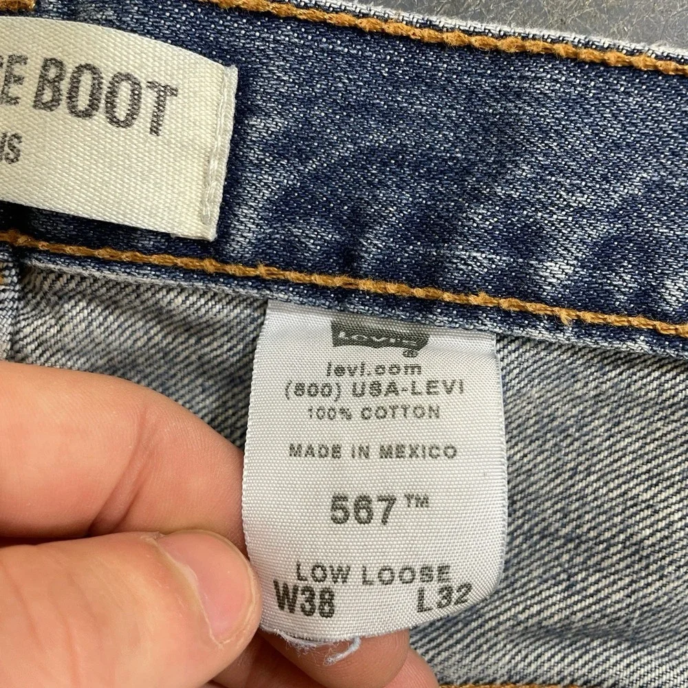 Vtg Levis 567 Low Loose Boot Jeans Mens 38x32 (fit 40x32) Distressed Y2K Faded